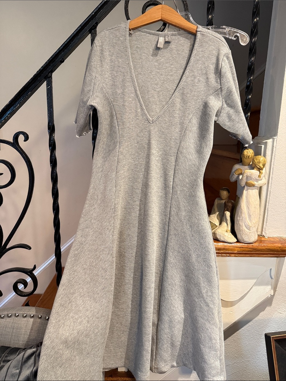 ASOS Women's Gray V-Neck Knit Dress